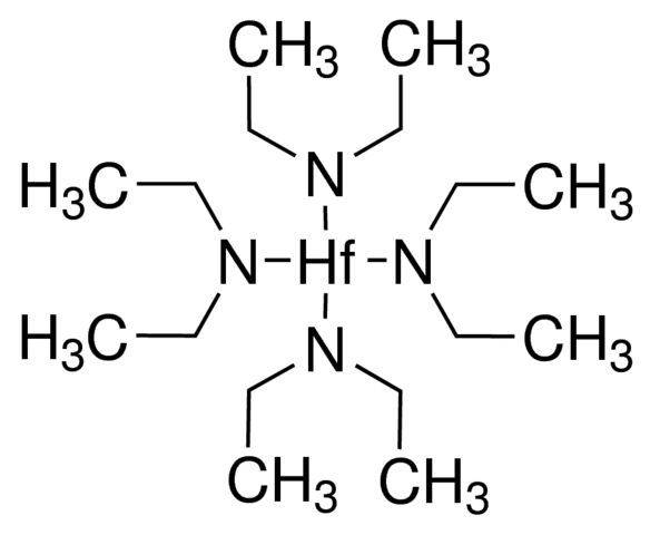 Tetrakis(diethylamino)hafnium(IV) - CAS:19962-12-0 - Hafnium tetrakis(diethylazanide), Hafnium, tetrakis(diethylamino)-, Tetrakis(diethylamino)hafnium, TDEAHf, Diethyl[tris(diethylamino)hafnio]amine